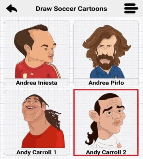 Draw football caricature Android application